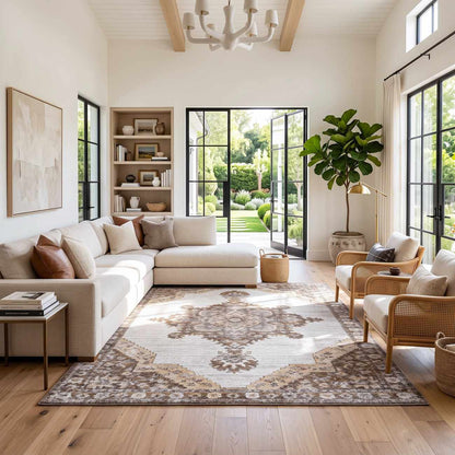 Keeran Tan Medallion Area Rug