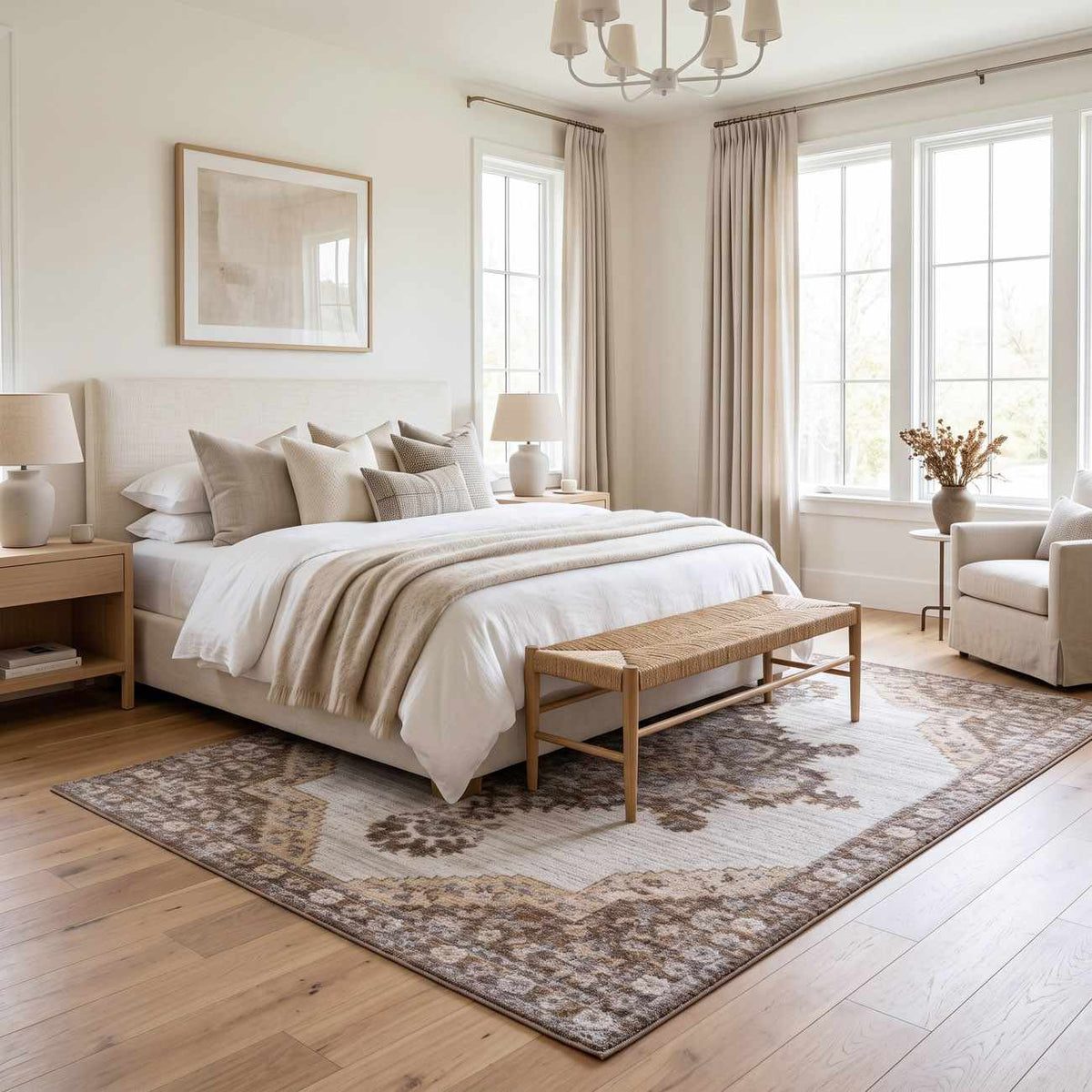 Keeran Tan Medallion Area Rug