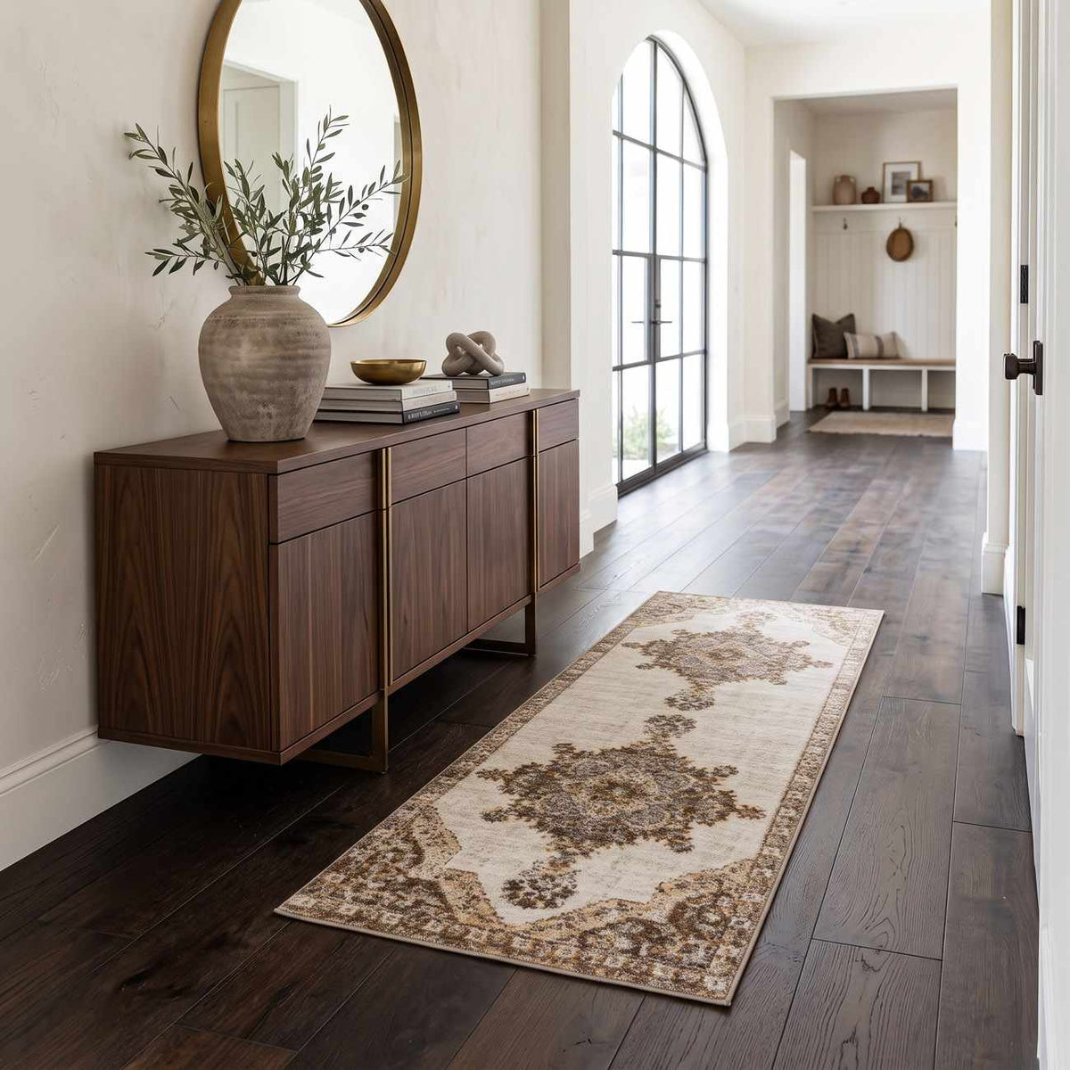 Keeran Tan Medallion Area Rug