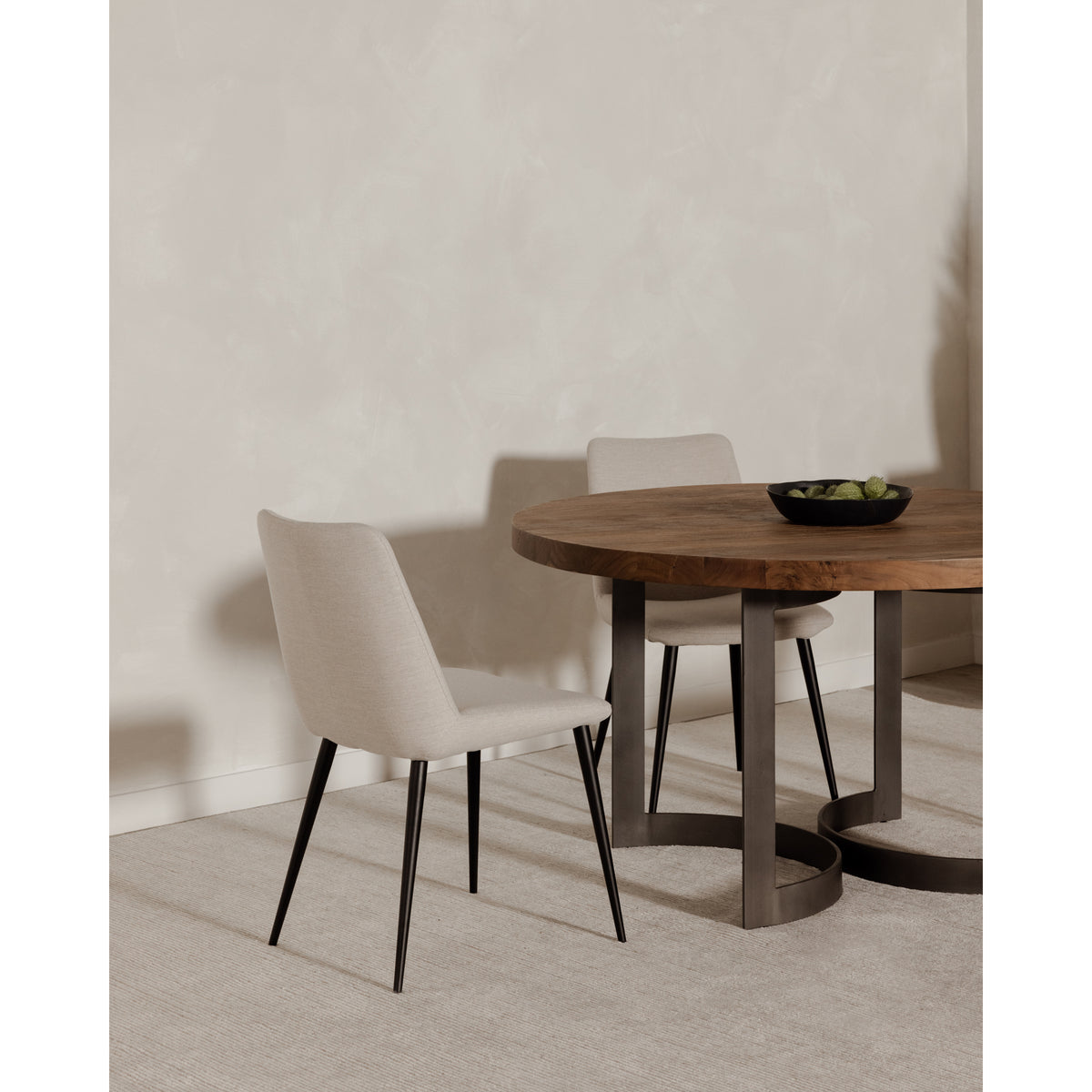 Bent Round Dining Table 54 in Brown - lifestyle