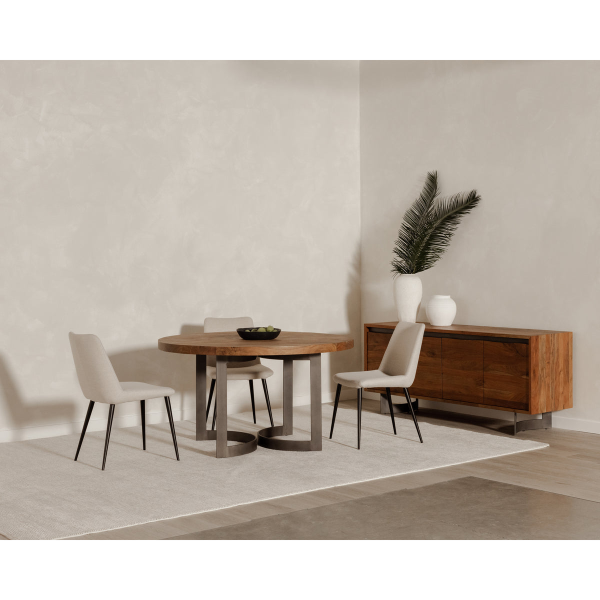Bent Round Dining Table 54 in Brown - lifestyle 3