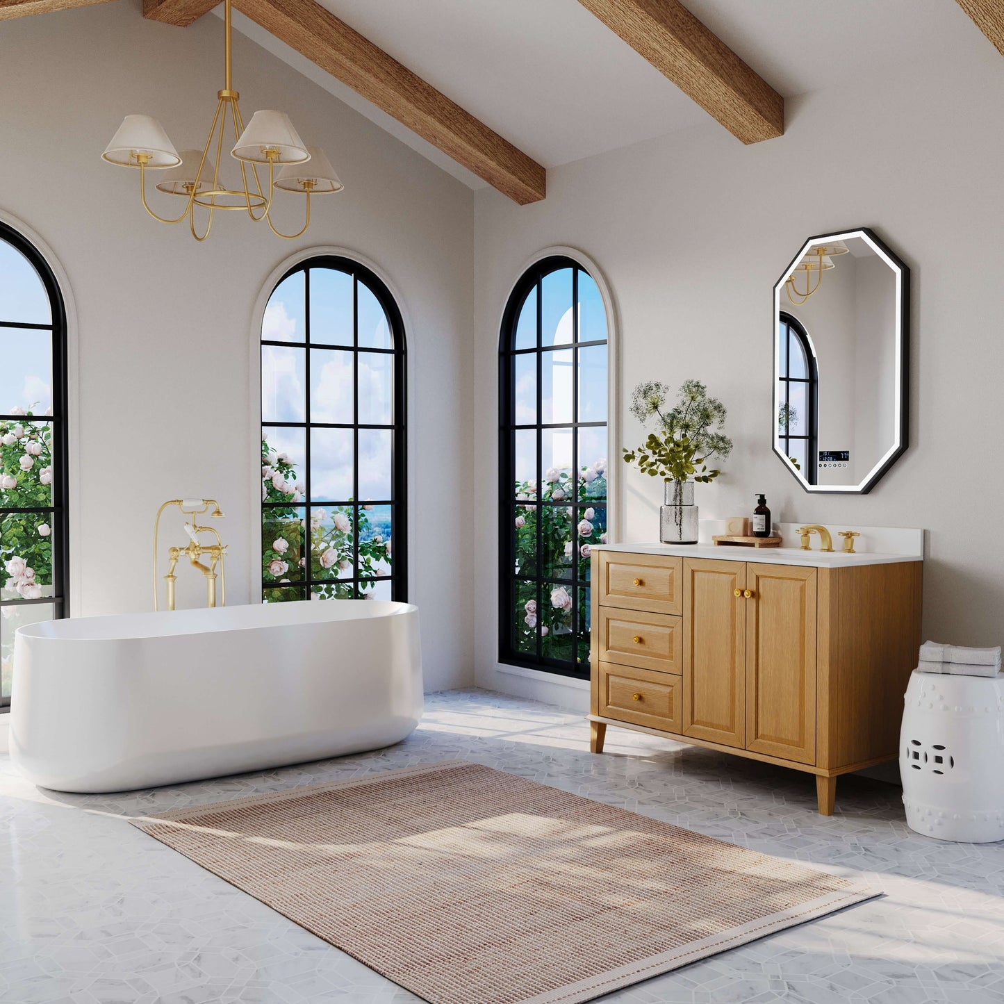Hannah Bathroom Vanity Collection in Sienna Finish.