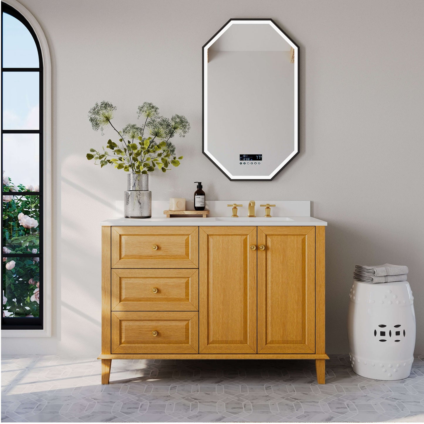 Hannah Bathroom Vanity Collection in Sienna Finish.