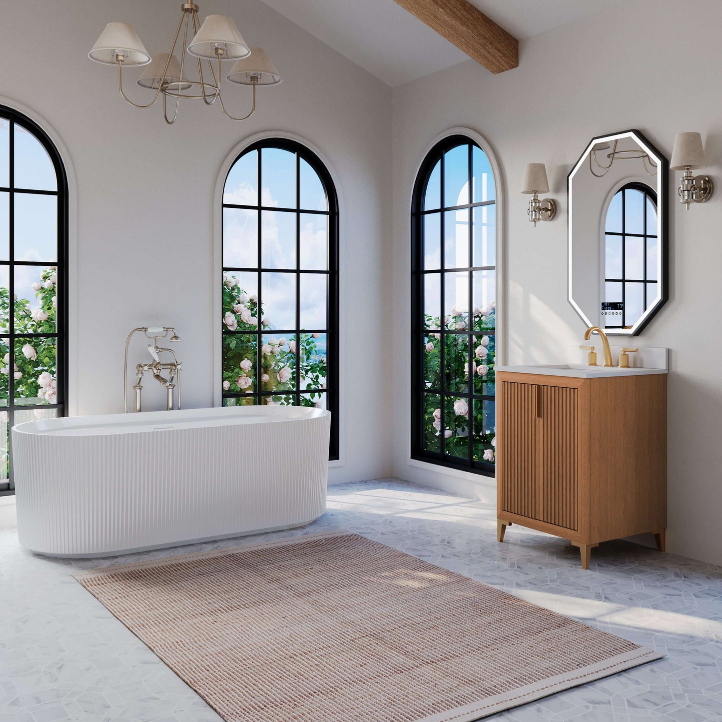 Turlington Bathroom Vanity Collection in Sienna Finish.