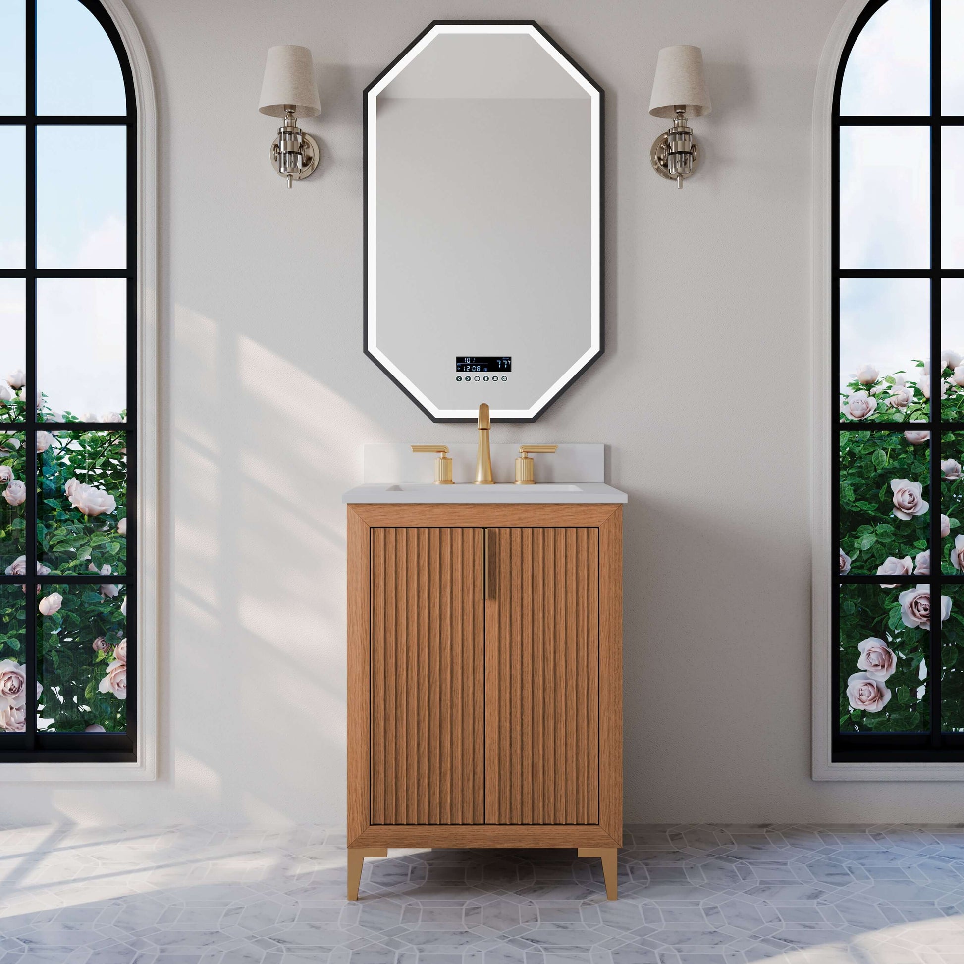 Turlington Bathroom Vanity Collection in Sienna Finish.