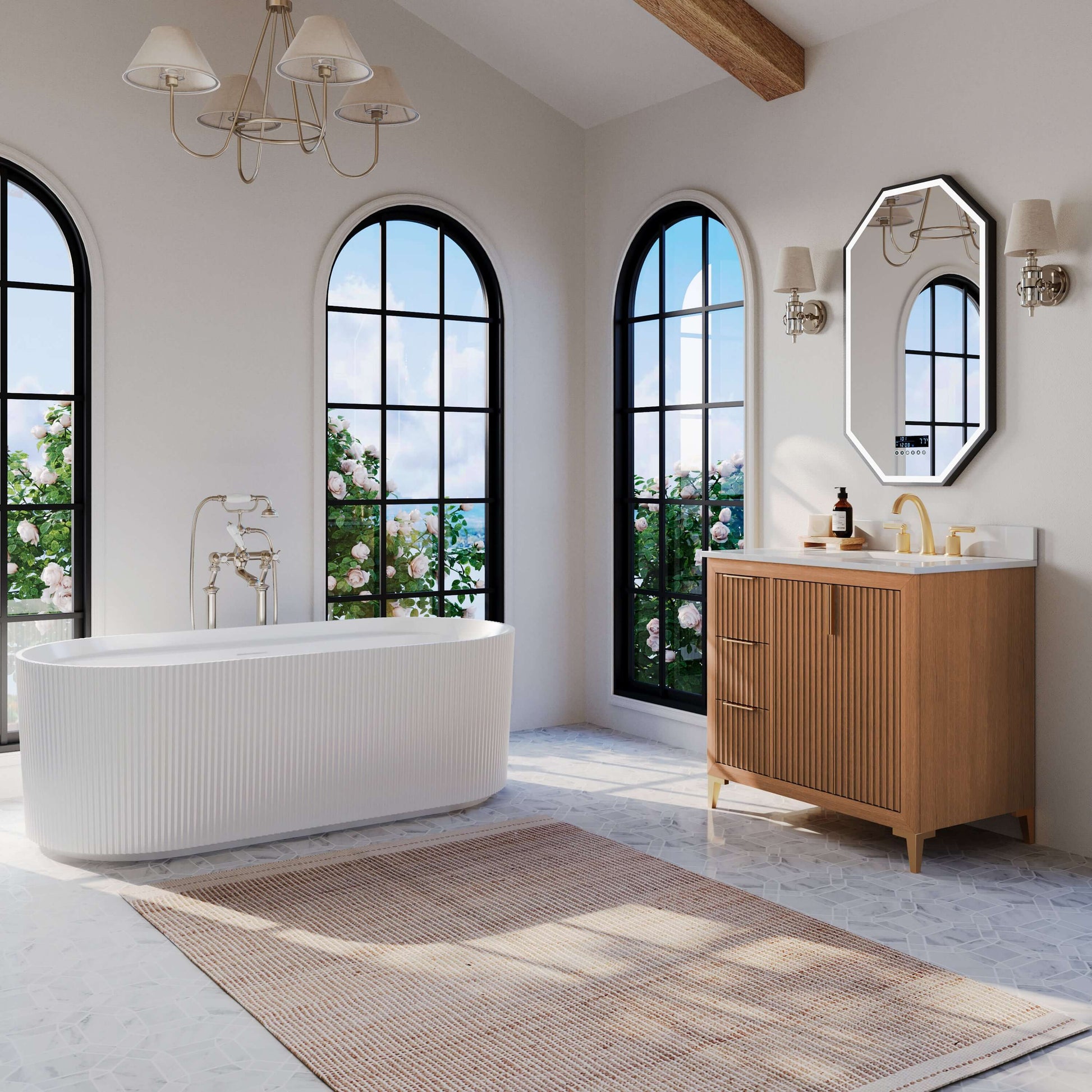 Turlington Bathroom Vanity Collection in Sienna Finish.
