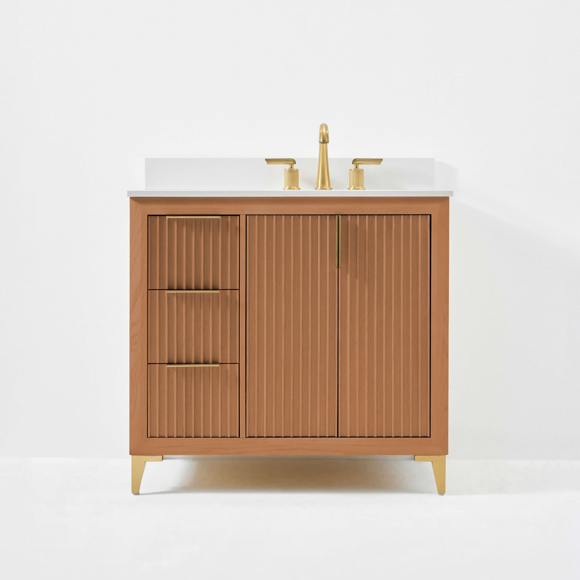 Turlington Bathroom Vanity Collection in Sienna Finish.