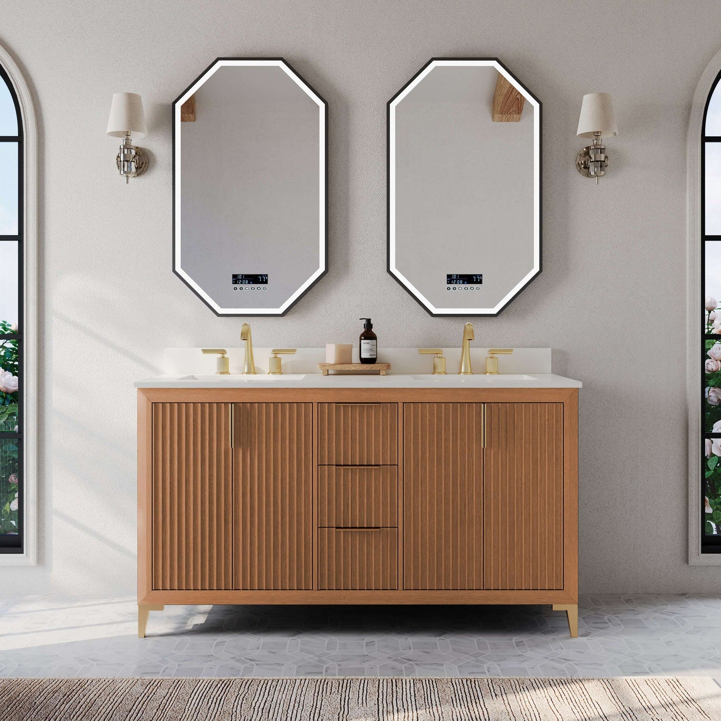 Turlington Bathroom Vanity Collection in Sienna Finish.