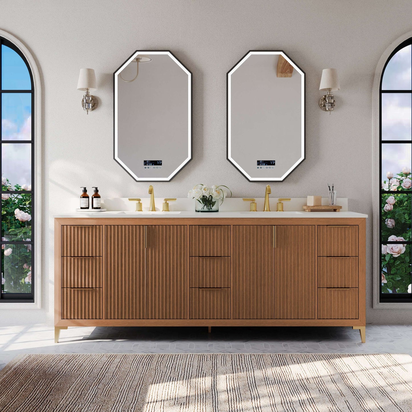 Turlington Bathroom Vanity Collection in Sienna Finish.