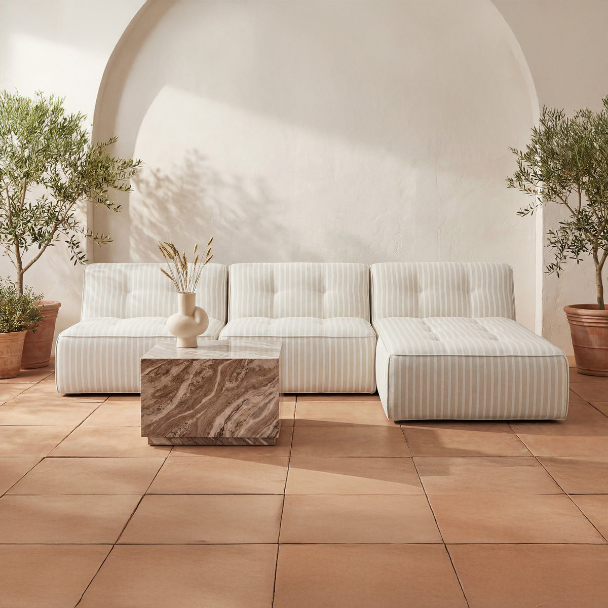 Sunseeker 3 Piece Outdoor Lounge Brown Stripe