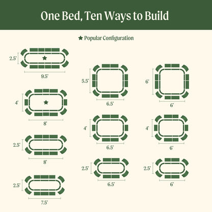 17" Tall 10 In 1 Jumbo Modular Metal Raised Garden Bed Kit.
