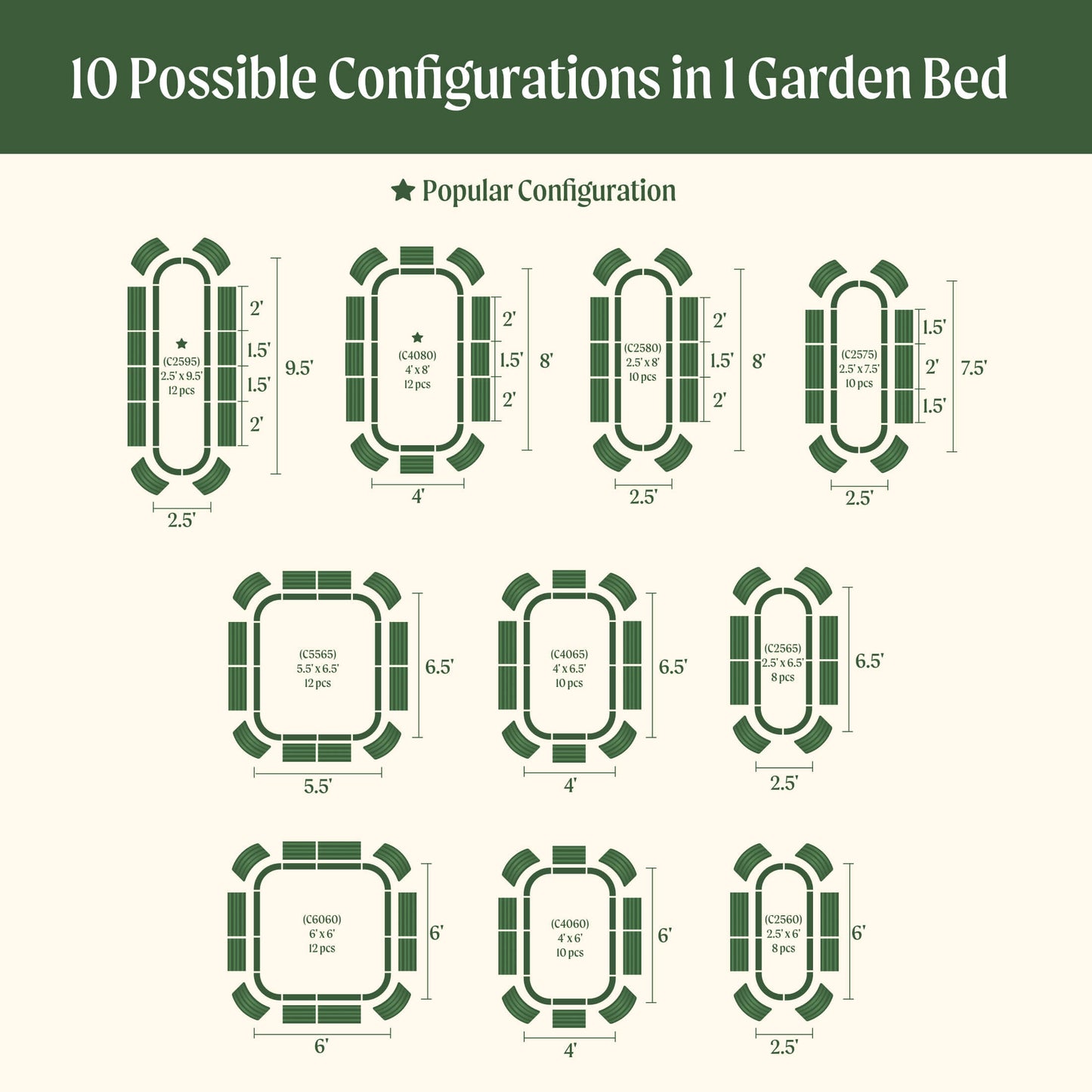 17" Tall 10 In 1 Jumbo Modular Metal Raised Garden Bed Kit.