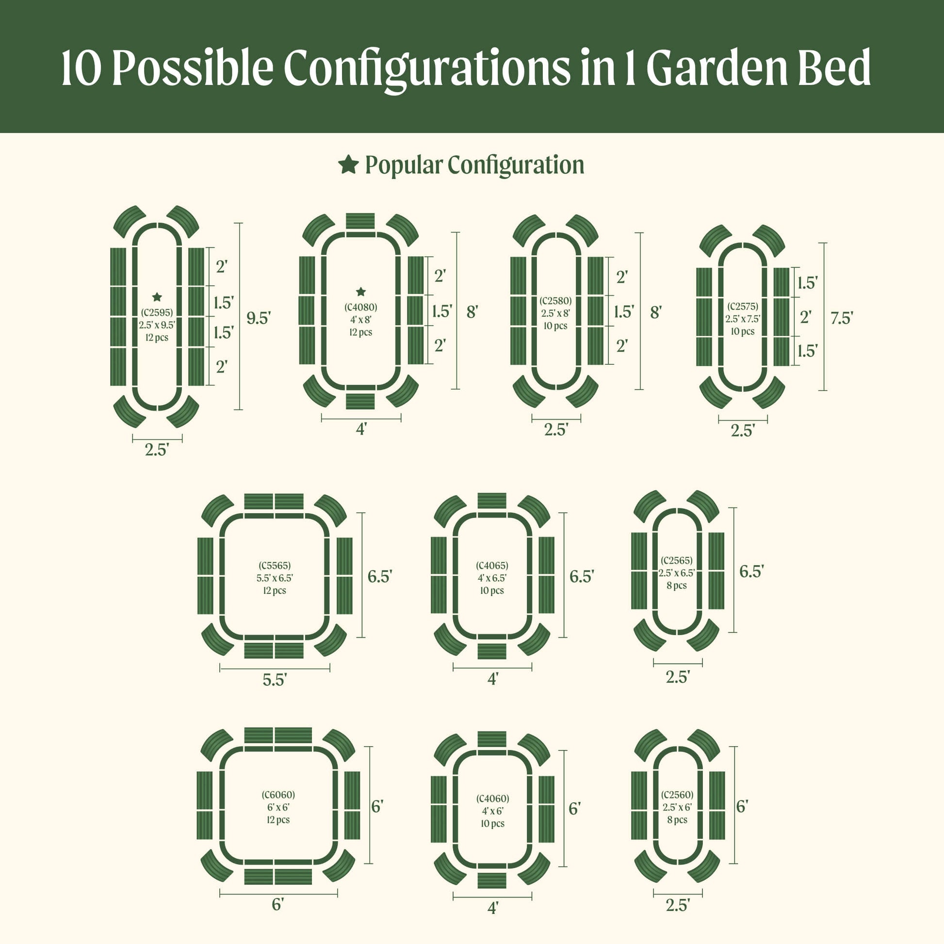 17" Tall 10 In 1 Jumbo Modular Metal Raised Garden Bed Kit.