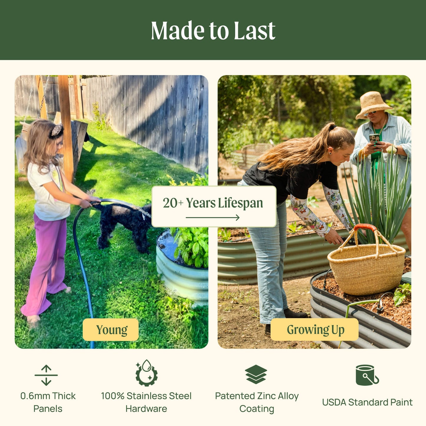 17" Tall 10 In 1 Jumbo Modular Metal Raised Garden Bed Kit.