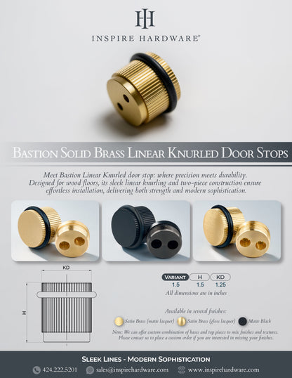 Bastion - Linear Knurled Solid Brass Door Stops.