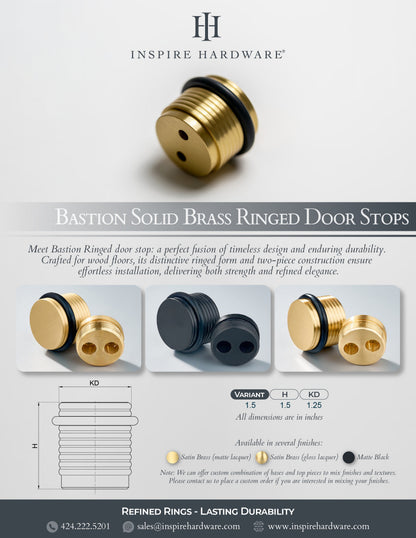 Bastion - Knurled Ring Solid Brass Door Stops.