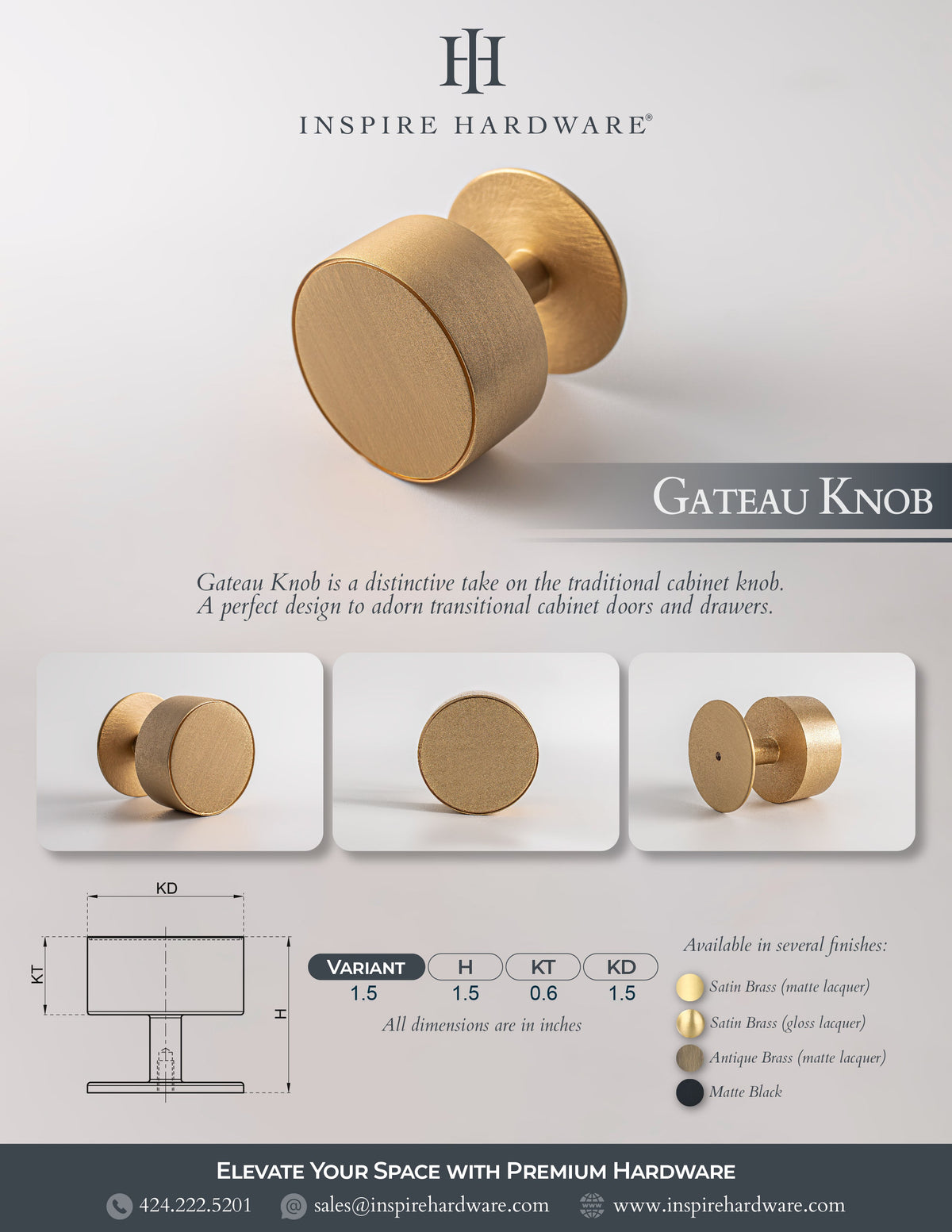Gateau, Solid Brass Knobs.