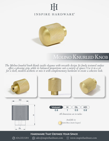 Molino Solid Brass Knurled Knob.