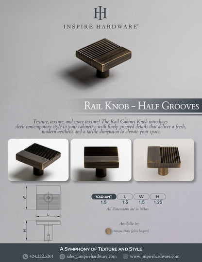 Rail, Solid Brass Knobs.