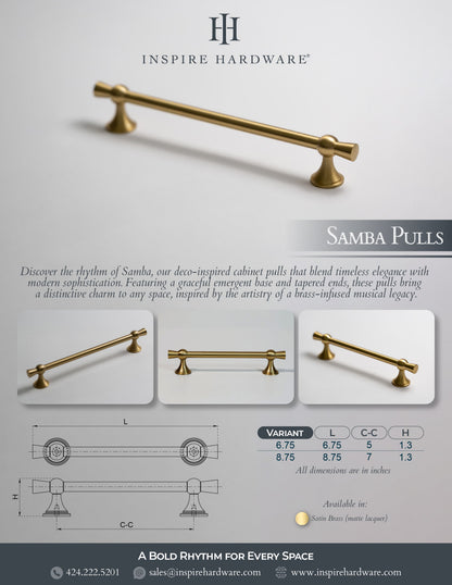 Samba, Solid Brass Cabinet Pulls.