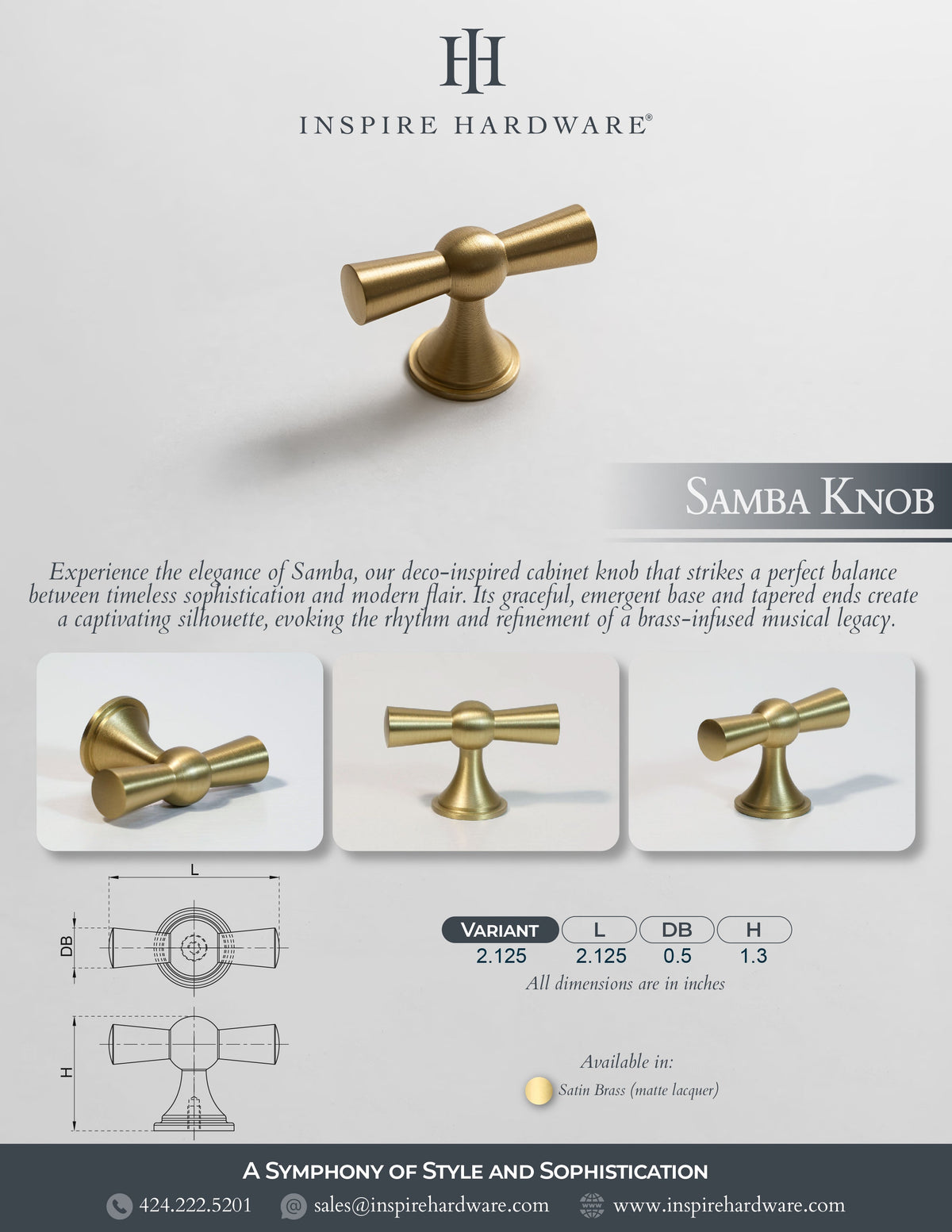 Samba Solid Brass Knob.
