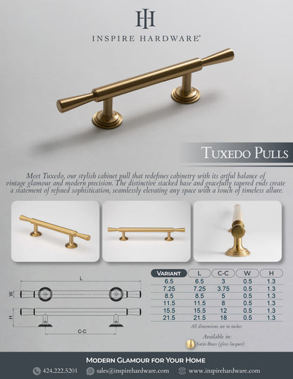 Tuxedo, Solid Brass Cabinet Pulls.