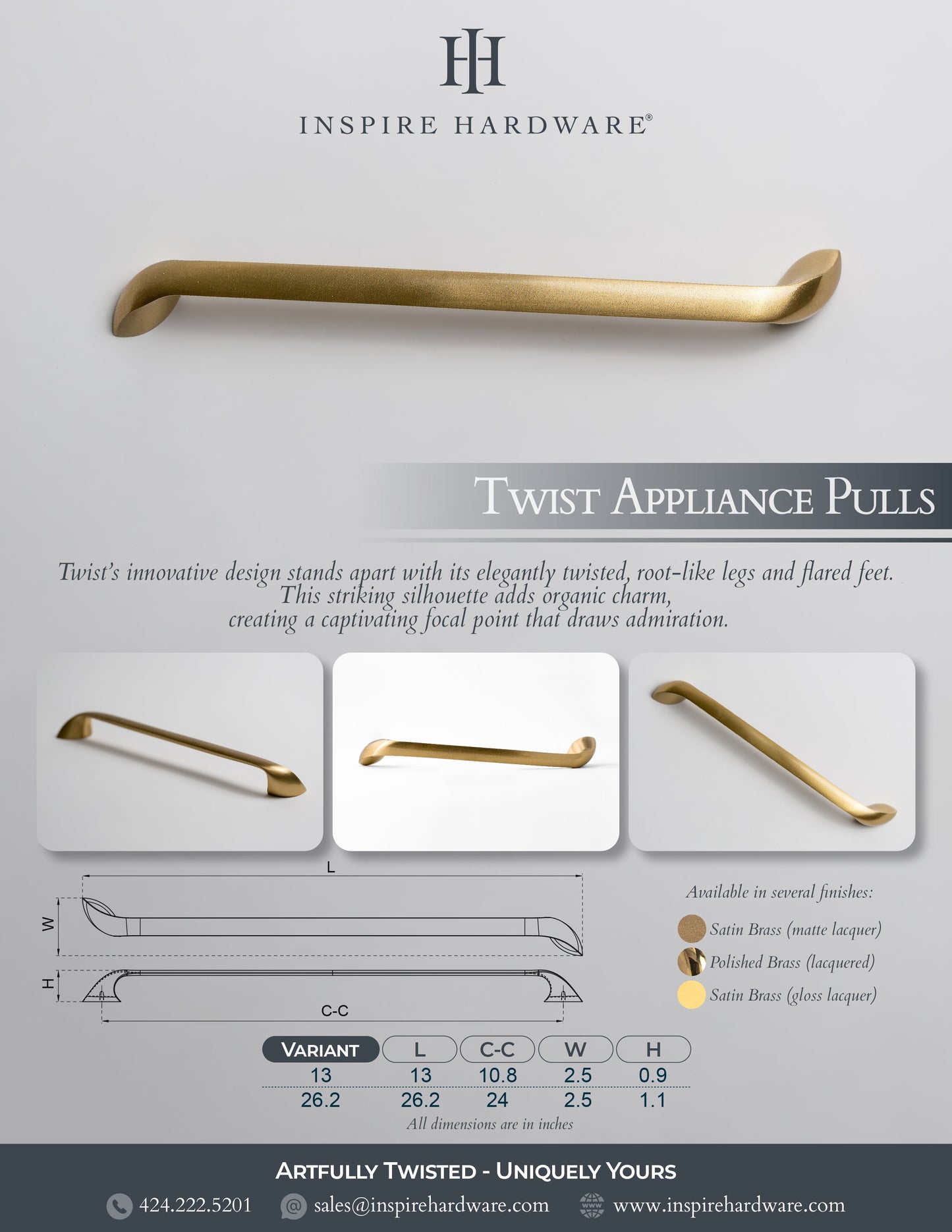 Twist, Solid Brass Appliance Pulls.