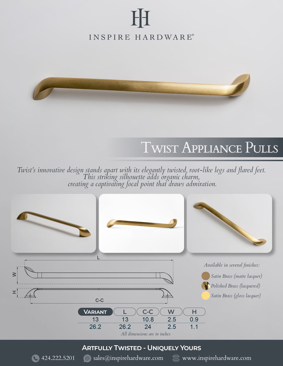 Twist, Solid Brass Appliance Pulls.