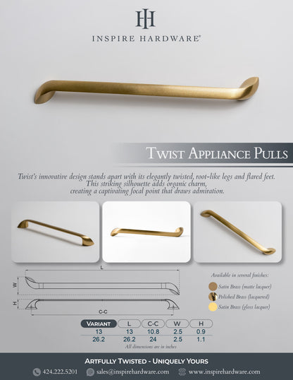 Twist, Solid Brass Appliance Pulls.