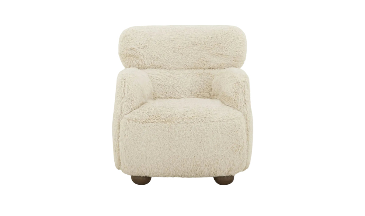 Wales Accent Chair Cream Faux Fur.