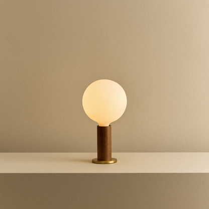 Knuckle Table Lamp in Walnut + Sphere IV.