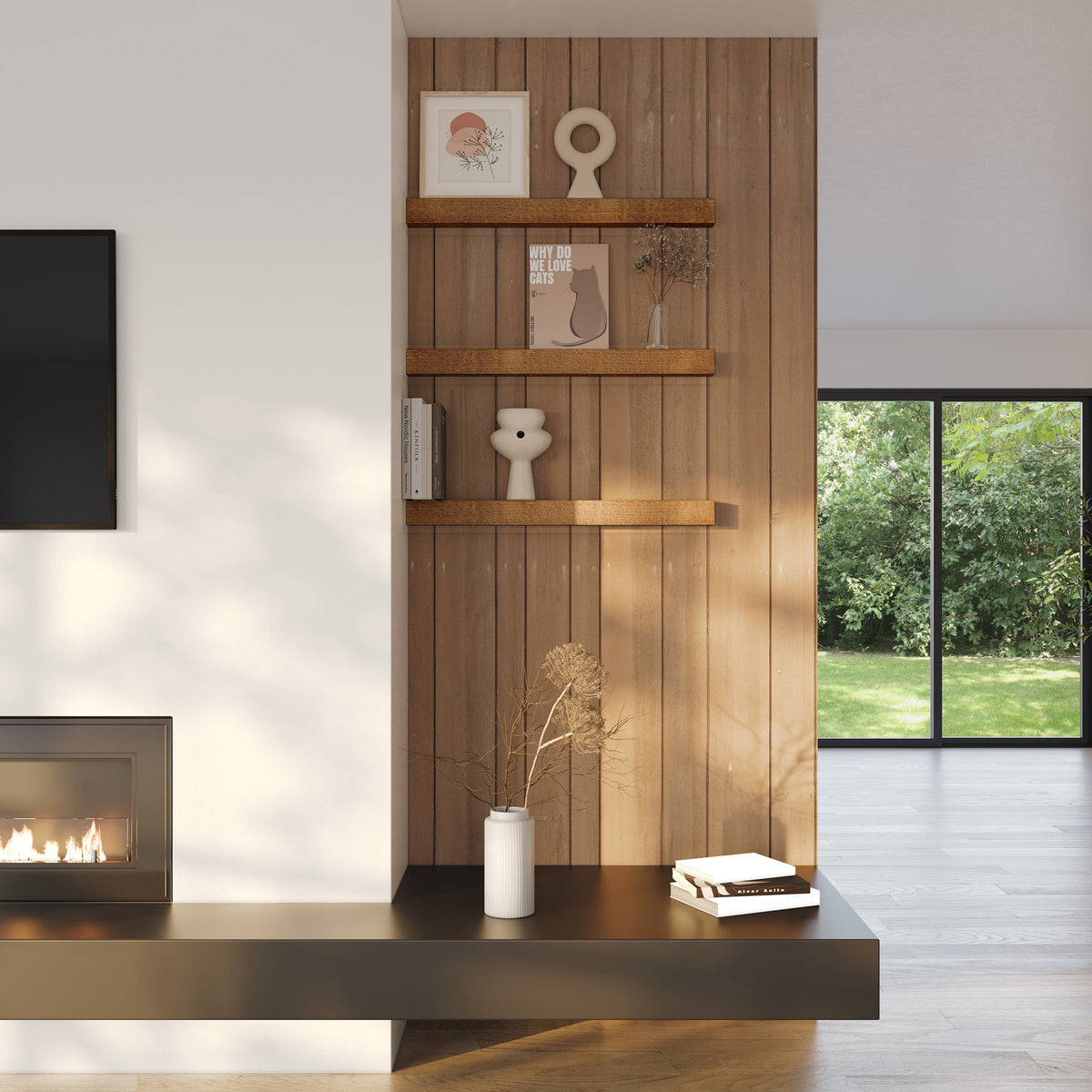 Real Wood Floating Kitchen Shelves.