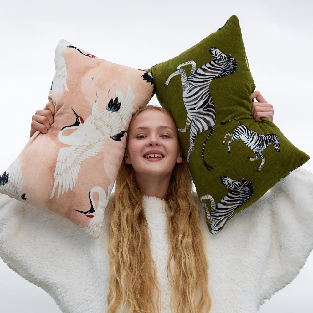 Crane in the Clouds Small Lumbar Pillow.