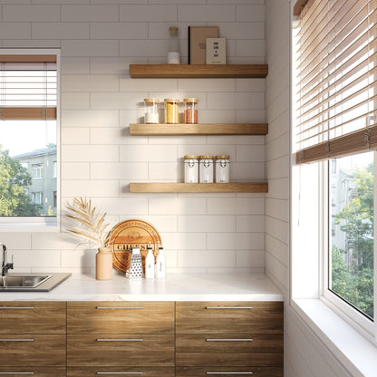 Real Wood Floating Kitchen Shelves.