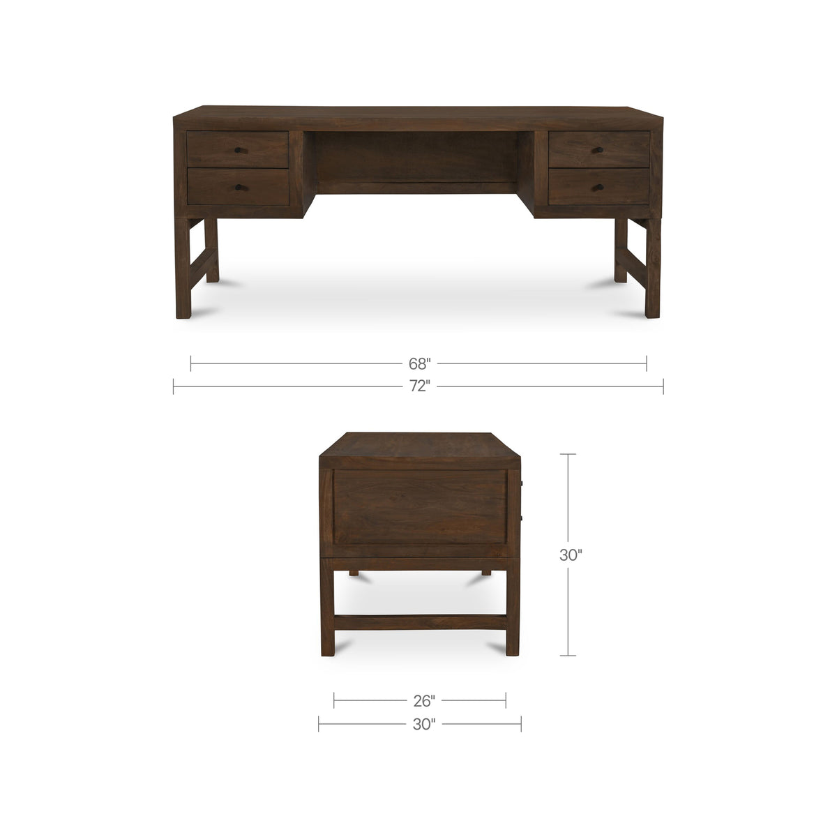 Windsor Desk Dark Brown dimensions