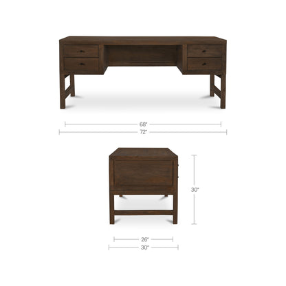 Windsor Desk Dark Brown dimensions