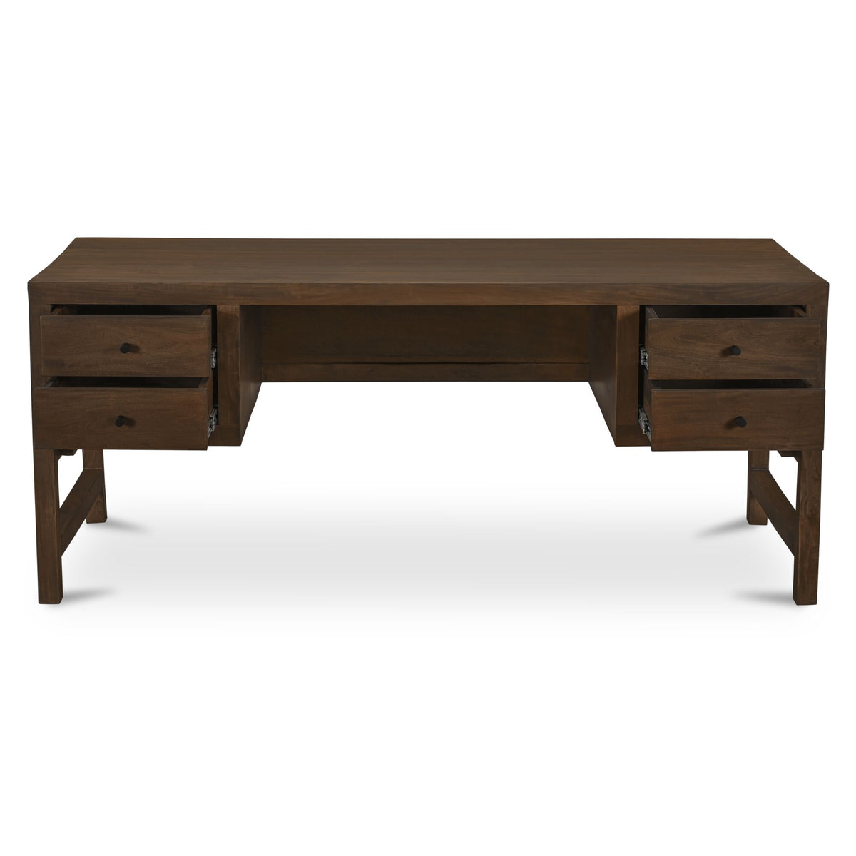 Windsor Desk Dark Brown front with drawers open