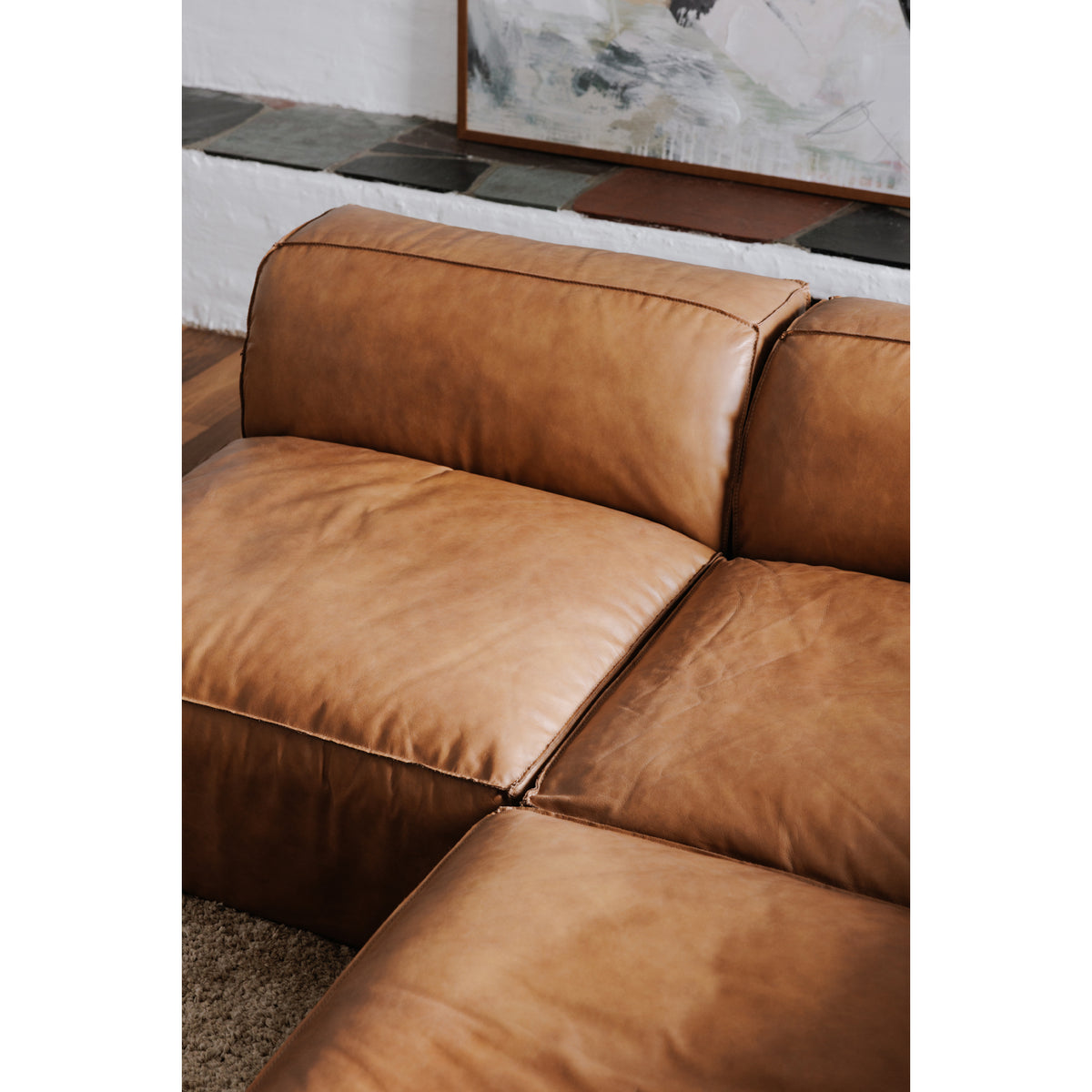 Form Ottoman Sonoran Tan Leather - lifestyle image