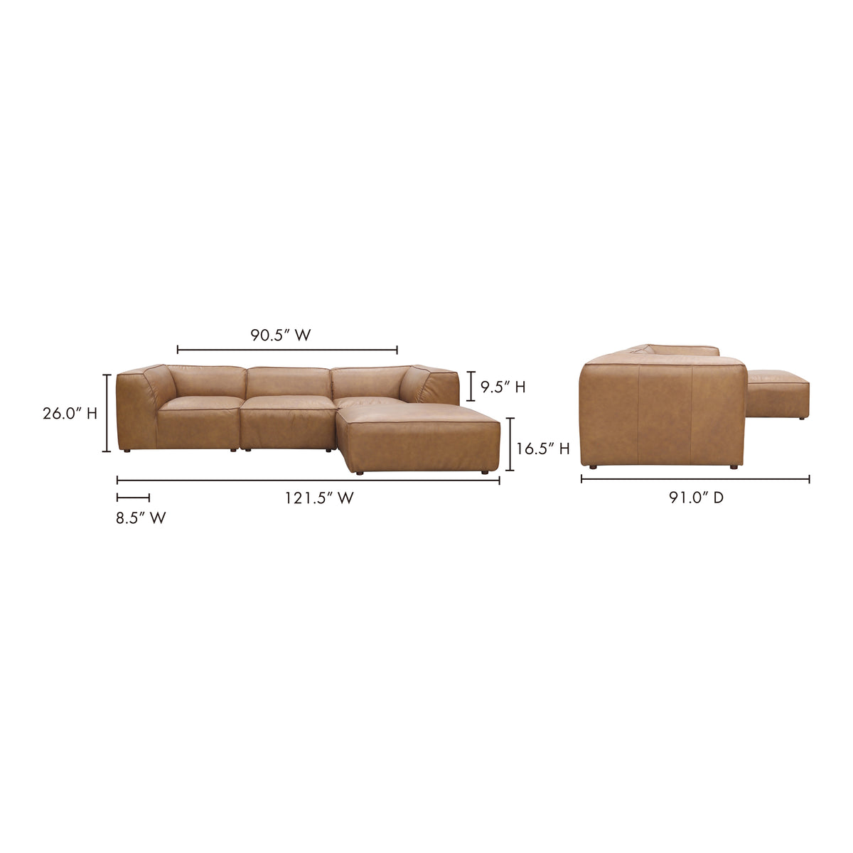 Form Lounge Modular Sectional Sonoran Tan Leather - view 9