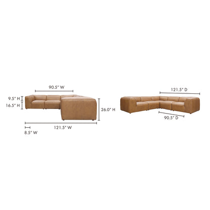Form Classic L-Shaped Modular Sectional Sonoran Tan Leather - view 7