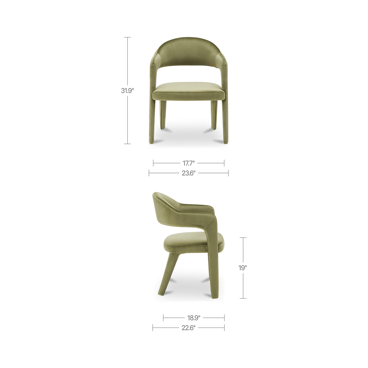 Martens Dining Chair Green Velvet - image 3