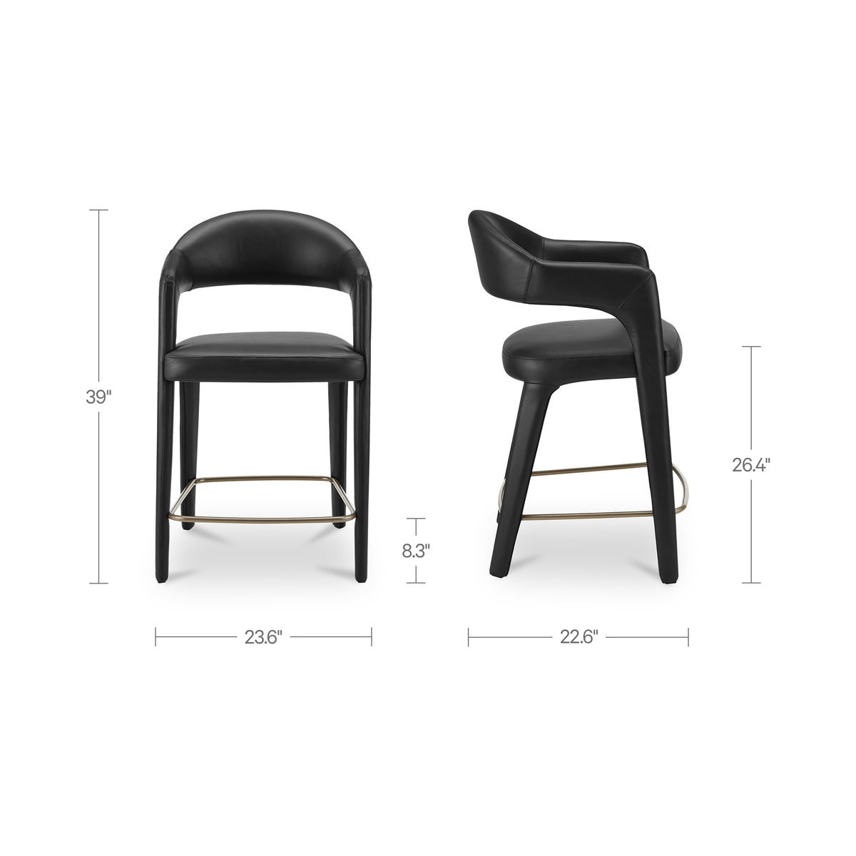 Martens Counter Stool Black Leather - image 3