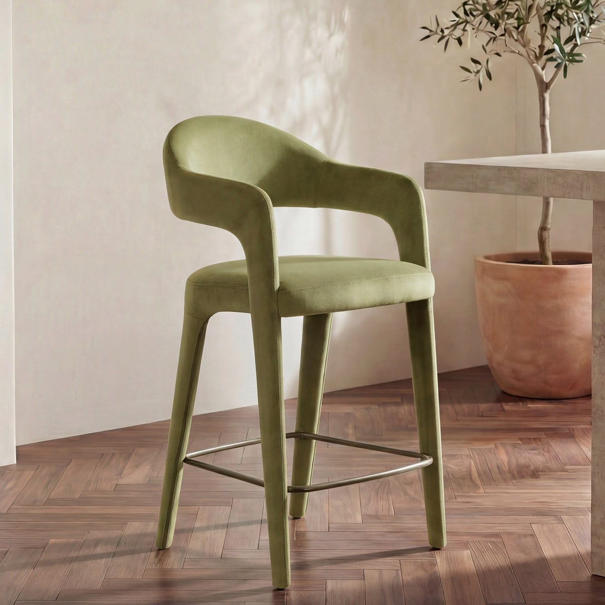 Martens Counter Stool Green Velvet - image 2