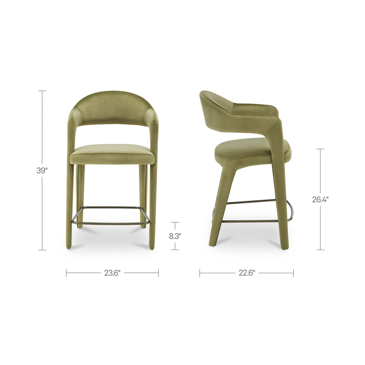 Martens Counter Stool Green Velvet - image 3