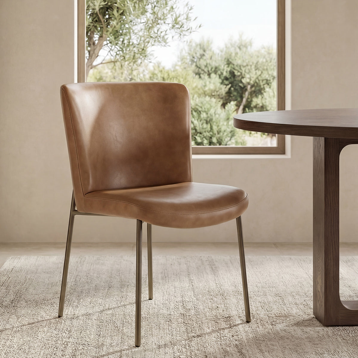 Early Dining Chair Tan Leather-Set of Two - image 2