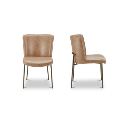 Early Dining Chair Tan Leather-Set of Two - image 6 part 1