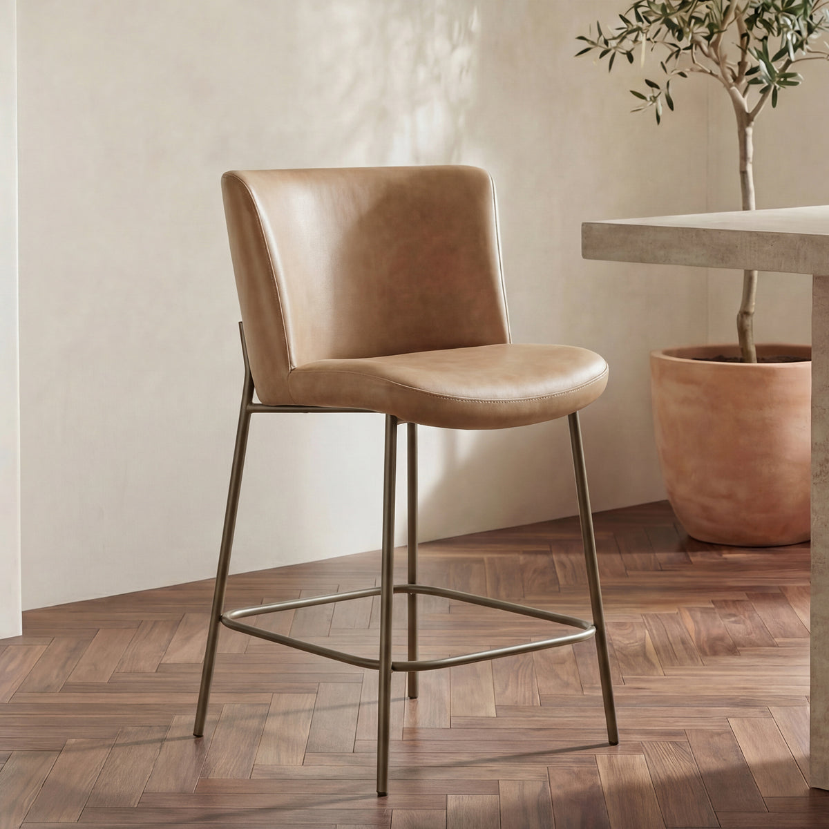 Early Counter Stool Tan Leather - image 2