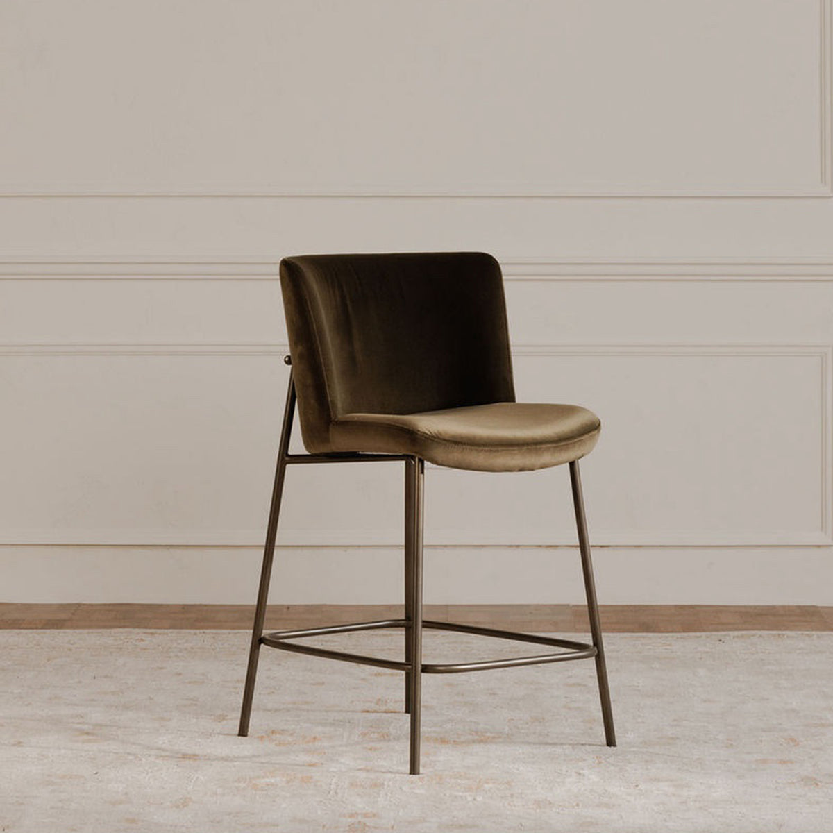 Early Bar Stool Faux Green Mohair lifestyle image