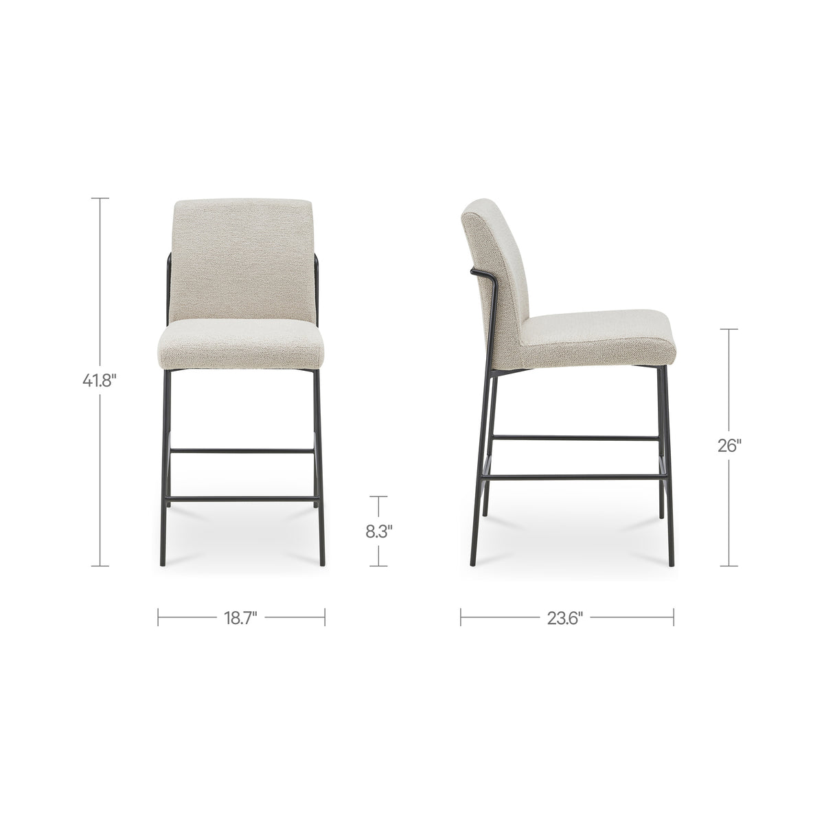 Danny Counter Stool Ivory dimensions