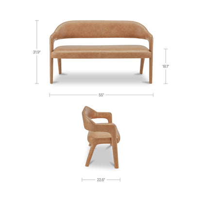 Martens Dining Bench Tan Leather - image 3